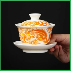 Chén Khải Tiềm Trà Bằng Sứ Trắng Bạch Định Họa Tiết Cửu Thiên Phụng Minh Dung Tích 155 ml