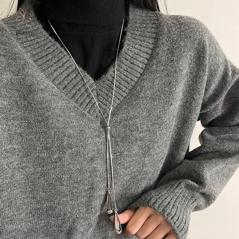 Hồ Necklace Pha LêVintage - Áo Len Dây Chuyền Thời Trang Giọt Nước, Thích Hợp Cho Tiệc Cưới