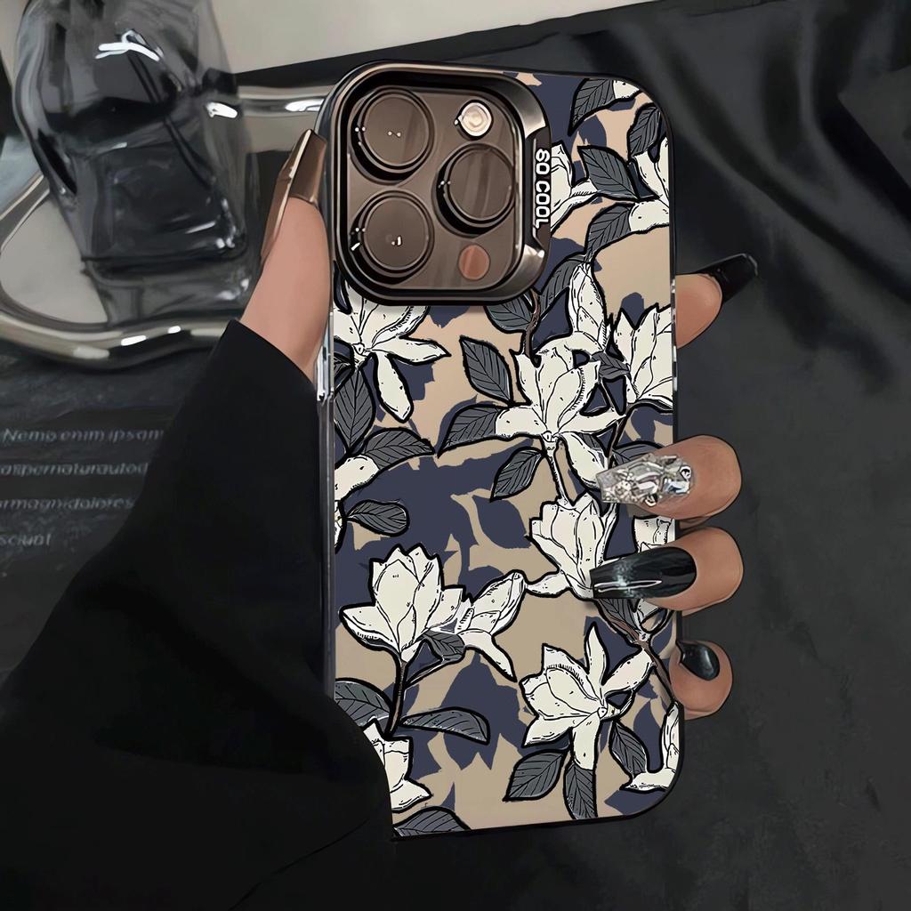 墨韵玉兰适用于16手机壳iPhone17Air彩银壳14 13 11Pro