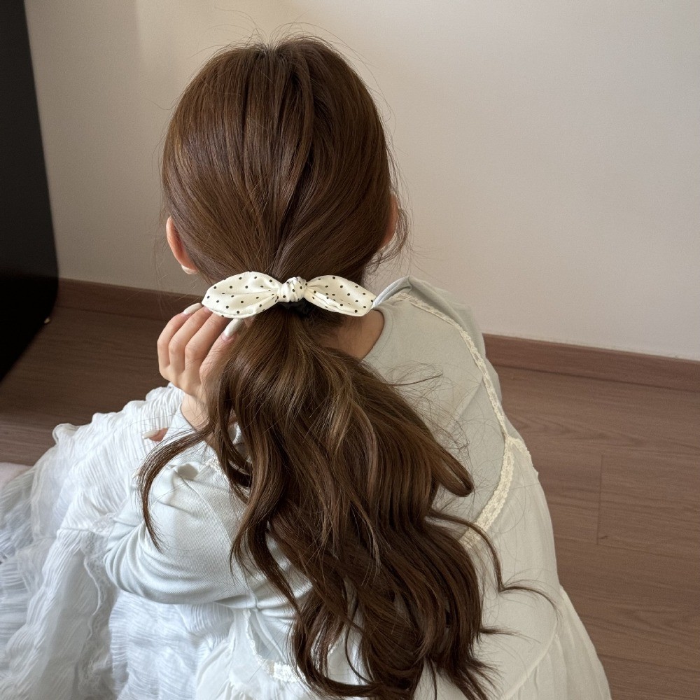 Hululu Scrunchy Tóc Cao Cấp Phong Cách Hàn Quốc, Chấm Bi & Nơ