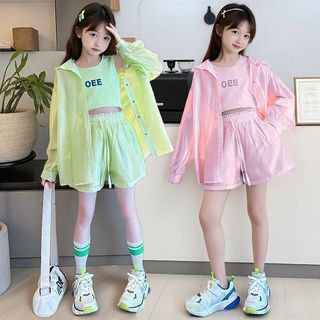 Bộ đồ bé gái áo chống nắng thể thao - set áo khoác quần short mùa hè