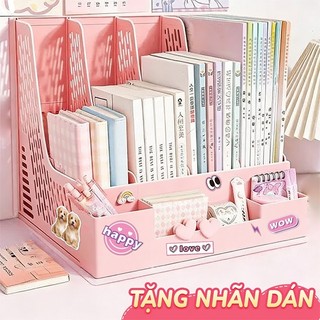 Giá Để Tài Liệu 4 Ngăn - Kệ Đựng Sách Nhựa Hiện Đại Cho Bàn Học Và Văn Phòng, Sáng Tạo