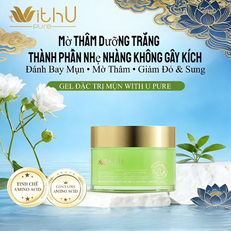 WithUpure Gel Giảm Mụn 50g - Mờ Thâm Dưỡng Trắng - Phù Hợp Dầu Thành Phần Nhẹ Nhàng, Không Gây Kích ứng