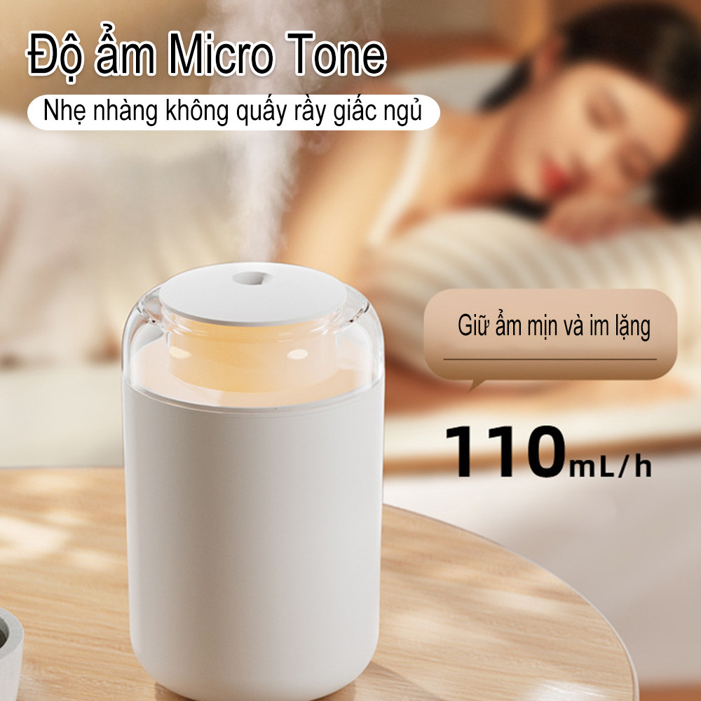 Máy tạo độ ẩm nhỏ dành cho ô tô gia đình có đèn ngủ nhiều màu sắc im lặng Máy tạo độ ẩm không khí 1.2L