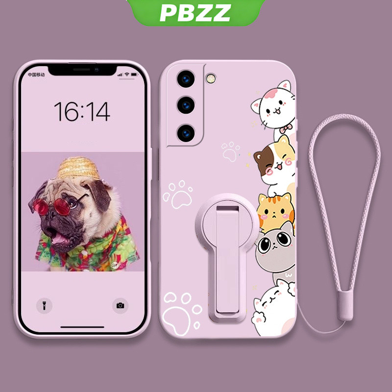 Ốp cho Samsung S21 FE Samsung S21 Ultra Samsung S21 Plus Ốp điện thoại Ốp mềm Ốp silicon lỏng chống sốc thiết kế mới Mèo hoạt hình thẩm mỹ có giá đỡ ytxzdzmm01
