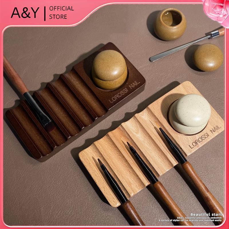 A & Y Nail Art Pen Ra Set Khay trộn màu đa chức năng bằng gỗ có bút Kệ đựng bút Dụng cụ sắp xếp và trưng bày bút.