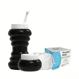 Bình xịt vệ sinh gập gọn 600ml silicone cao cấp không rò rỉ dành cho phụ nữ trẻ du lịch móc treo