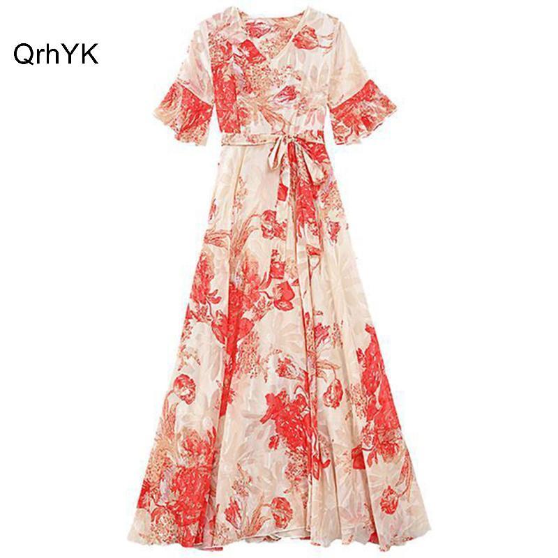 Đầm maxi voan hoa thanh lịch, vừa vặn nhiều kích thước, ideal cho bãi biển