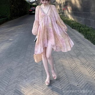 Váy liền nữ cỡ lớn phong cách ngọt ngào, voan mềm, đính cườm nhẹ, màu trắng/hồng, váy liền công chúa cho nữ lớn người