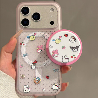 Ốp điện thoại họa tiết Polka-dot Sanrio có giá đỡ tương thích với iPhone 11 12 Pro 13 Pro Max 15 Pro Max 14 16 Pro 16 Plus 17 Air 17 Pro 17 Pro Max Ốp lưng
