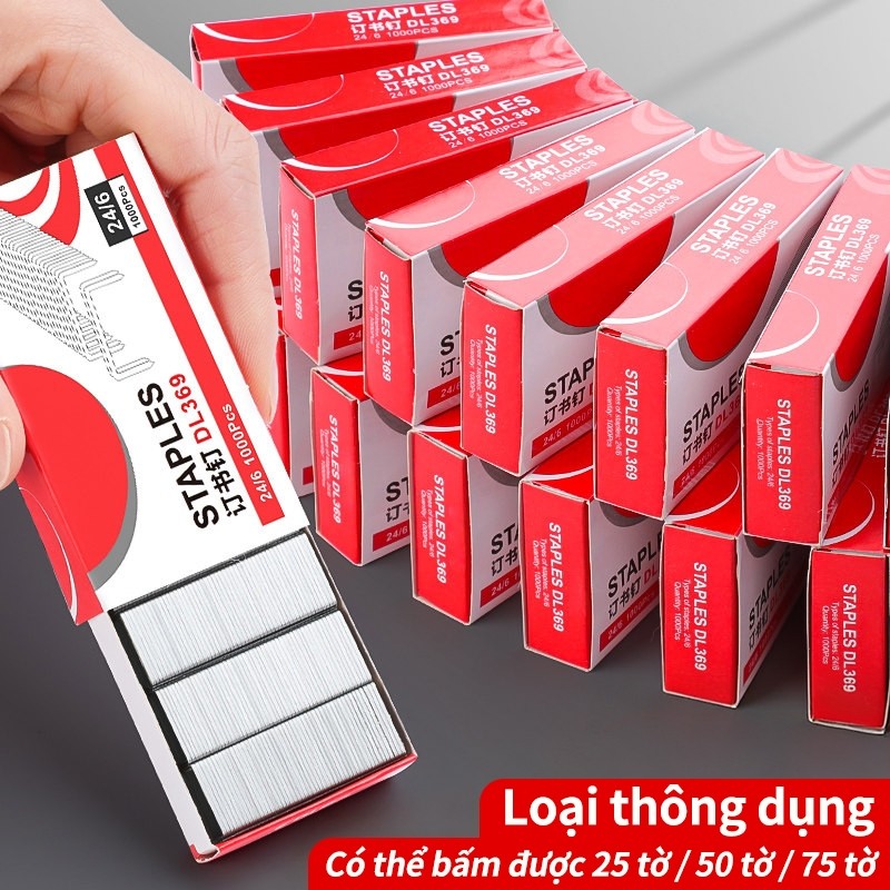 Ghim Bấm Giấy - Bộ 2 Hộp Ghim Bấm Bền Bỉ, 1000 Đinh Kim Bấm Văn Phòng Cho Máy Dập Ghim