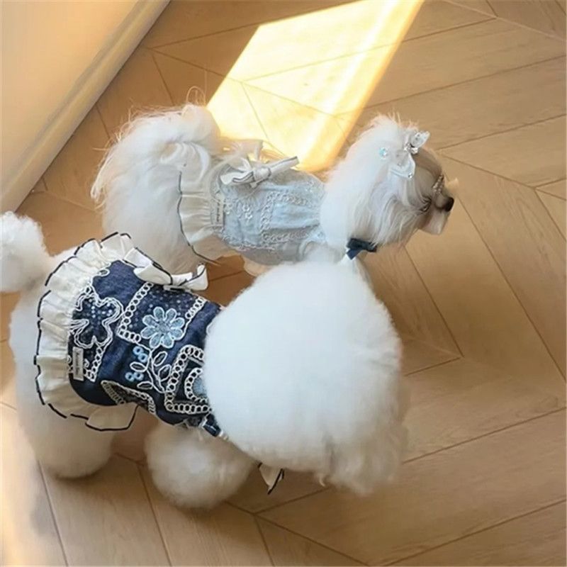 Thú Cưng Mùa Xuân Mùa Hè Mỏng Thoáng Khí Đầm Công Chúa Yorkshire Bichon Mèo Áo Vest
