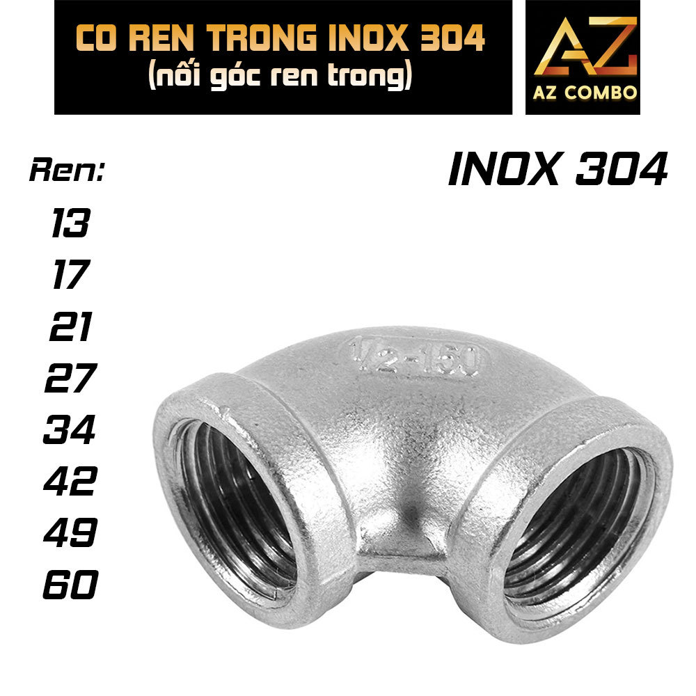 Co Ren Trong Inox 304 Phi 13 17 21 27 34 42 49 60 – Co Nối Góc 90 Độ ...