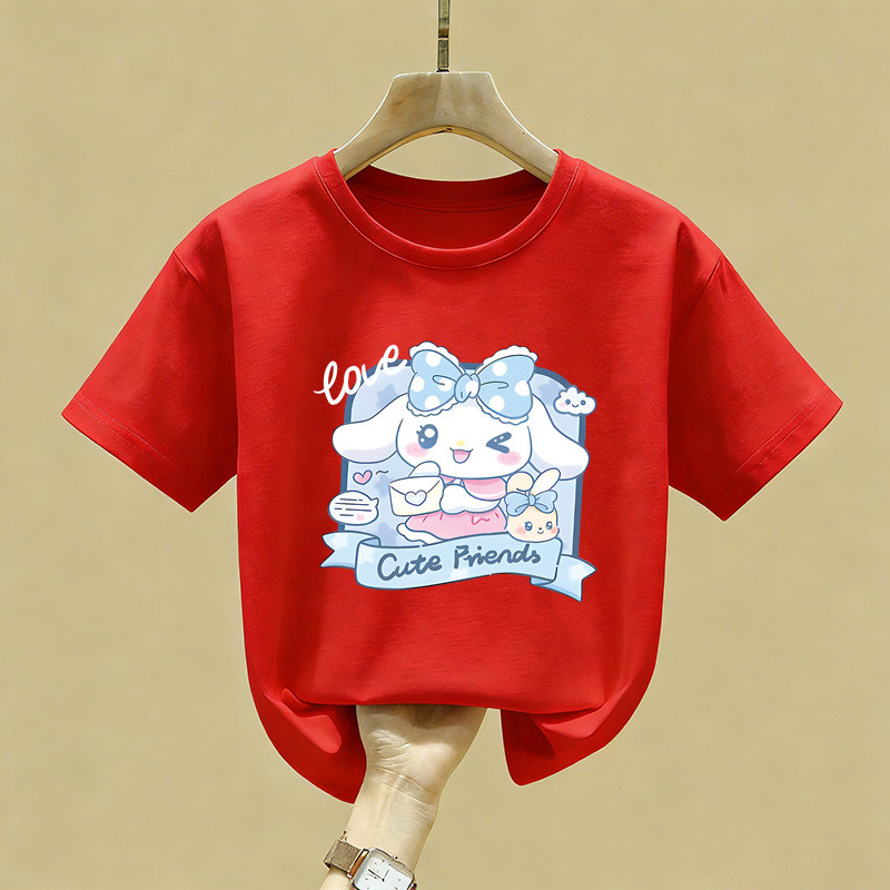 Cinnamoroll Dễ Thương Bạn Bè Đồ Họa Áo In Hình Nhân Vật Dễ Thương Cổ Tay Ngắn Top Hợp Thời Trang Kawaii Thời Trang Để Mặc Hàng Ngày