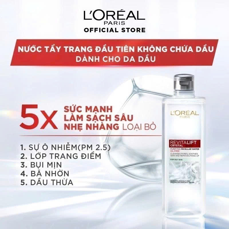 [QUÀ TẶNG KHÔNG BÁN] Bộ 4 nước tẩy trang sạch sâu dịu nhẹ, cấp ẩm và kiềm dầu L'Oreal Paris 95mlx4