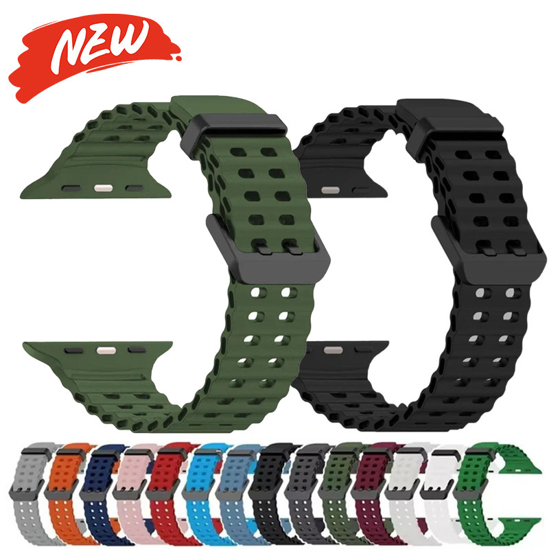 Dây đeo thở bằng silicon cho Apple Watch Series 11 / 10 46mm Ultra 3 / 2 / 1 49mm 9 8 7 6 5 4 SE 3 44mm 45mm 42mm