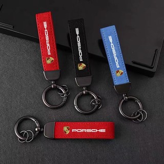 Kiểu Dáng Xe Biểu Tượng Hợp Kim Móc Khóa Xe Máy Da Lộn Da Móc Khóa Cho Porsche Cayenne 955 957 958 9PA 92A Turbo S GTS 2003-2013 2014 2015 2016 Xe Ô Tô