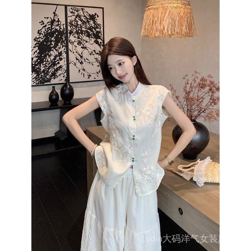 Bộ Đồ Hai Mảnh Mùa Hè, Phong Cách Phương Tây & Trung Hoa Mới, Size Lớn, Chất Lượng Cao, Thoáng Mát