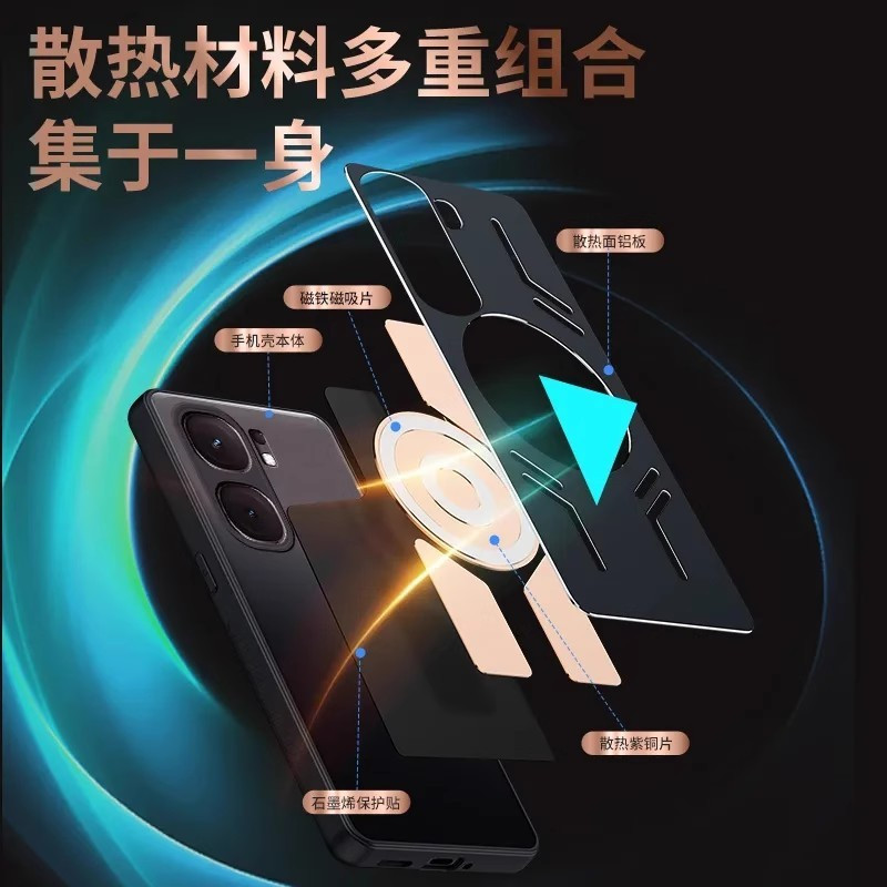 Ốp Tản Nhiệt Kim Loại Cho VIVO IQOO Neo 10 9 9S Pro Plus Pro + 5G Vỏ Chống Sốc Đồng Đỏ Graphene Tản Nhiệt Silicon Làm Mát Từ Tính Vỏ Điện Thoại