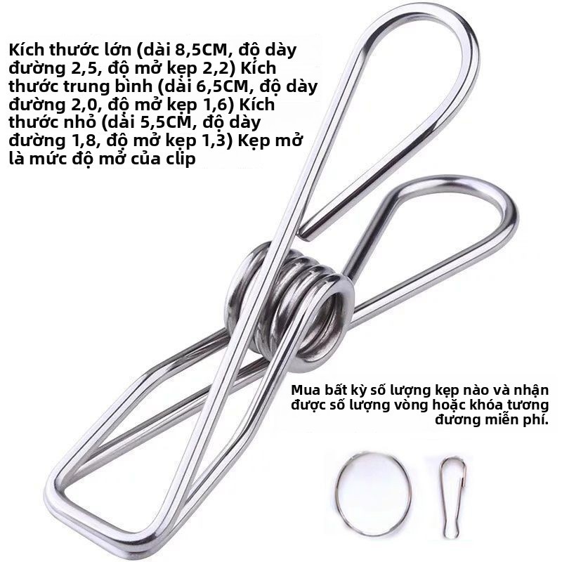 Kẹp quần áo bằng thép không gỉ, chống gió, kẹp niêm phong, kẹp mùa xuân cho tất/móc treo POVB