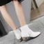 VNMZGG34-39 Giày bốt thời trang mũi vuông cỡ lớn Ống ngắn mạ điện Kim loại gót thấp Hình dáng đặc biệt Giày bốt ngắn dây kéo bên hợp thời trang