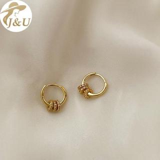 Ju hình học bánh răng vòng tròn, bông tai nữ thời trang Hàn Quốc với zircon