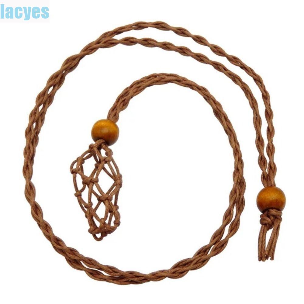 Vòng cổ bện LACYES, Túi lưới có thể điều chỉnh Vòng cổ túi lưới bền, Trang trí trang sức Handmade Phong cách cổ điển thời trang Đá pha lê Mặt dây chuyền Vòng cổ nam