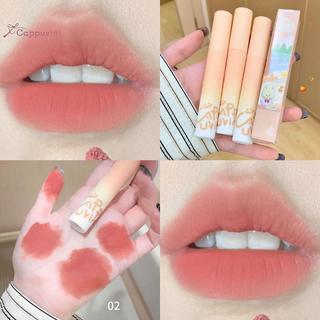 Bí Ngô Mai Môi Bùn Nhung Lip Cream Matte Họa Tiết Son kem Lớp Phủ Màu Hoa Hồng Cam Son Bóng Tint Mỹ Phẩm