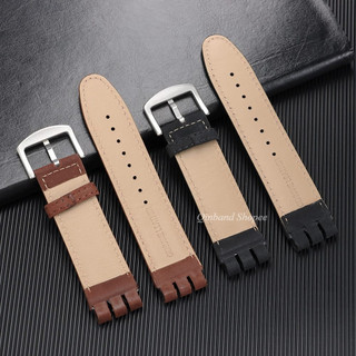 Vintage Mờ Chính Hãng Da Dây Đeo Đồng Hồ Cho Swatch YOS440 Core Bộ Sưu Tập YOS449 YOS401 YOS447 Dây Đeo Đồng Hồ Nam Nữ 23 Mm 26 Mm Dây Đeo Đồng Hồ Vòng Tay