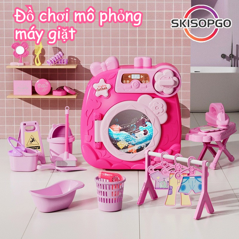 【SKISOPGO】Đồ chơi mô phỏng máy giặt,Có Đèn Nhiều Màu Sắc,Xoay Điện,đồ chơi bé gái,đồ chơi trẻ em