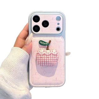 Dây đeo cổ tay ba chiều màu hồng Thích hợp cho iPhone17PROMAX Vỏ điện thoại 16pro / 15 / 14 / 13 / 12
