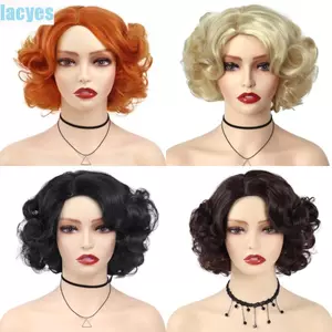 LACYES Tóc Giả Bob Ngắn Xoăn Sóng, Hóa Trang Halloween/Cosplay, Tóc Giả Tổng Hợp Tự Nhiên