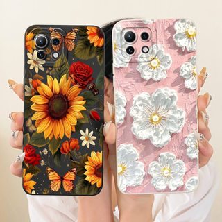 Dành Cho Xiaomi Mi 11 Lite 5G Vỏ Thời Trang Hoa Cúc Hoa Hướng Dương Vỏ Điện Thoại Silicon Mềm Cho Xiaomi 11 Lite 5G NE Mi11Lite Ốp Lưng