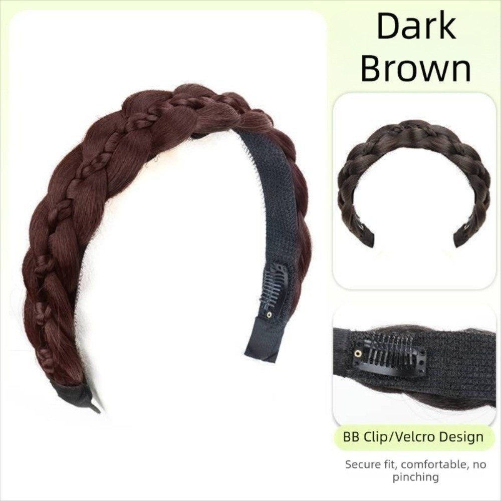 GOJO Bện Băng Đô Tóc Giả - Mũ Tổng Hợp Bím Xương Cá, Thiết Kế Handmade Có Thể Điều Chỉnh