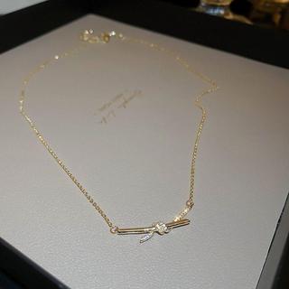 18K mạ vàng Vòng cổ mặt dây Zircon thắt nút ánh sáng sang trọng tối giản cho nữ Dainty thanh lịch thời trang phụ kiện hàng ngày
