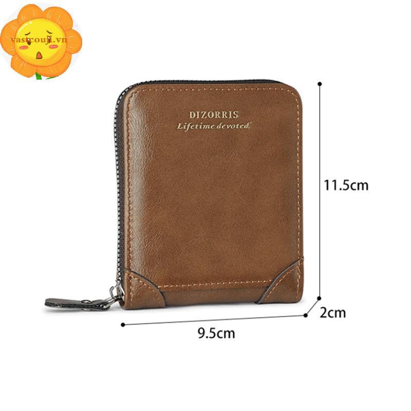 VASTJI Vintage Ngắn Dây Kéo Ví Nam Thời Trang Đồng Xu Nhà Thơ Nhiều Thẻ Khe Cắm Thẻ Ví Cao Cấp Sang Trọng Ví Quà Tặng VN