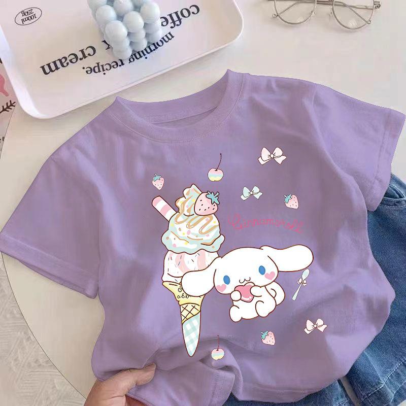 Áo Thun Gái, Ngọc Guigou In, Cổ Tròn, Dáng Rộng, Thời Trang, Mùa Hè