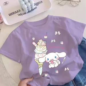 Áo Thun Gái, Ngọc Guigou In, Cổ Tròn, Dáng Rộng, Thời Trang, Mùa Hè