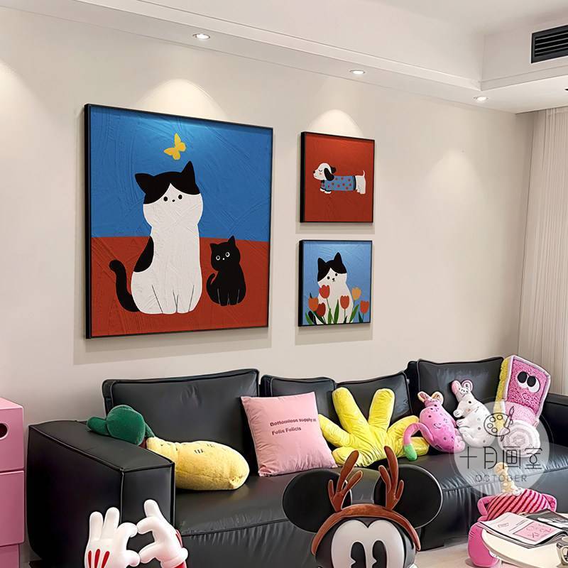 Tranh trang trí canvas treo tường mèo thú vị để trang trí phòng ngủ và phòng khách