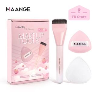 Bộ Cọ Trang Điểm MAANGE 3 Món: Cọ Tán Kem Nền Bản Rộng Siêu Mỏng & Mút Tán Tam Giác Kèm Hộp Đựng