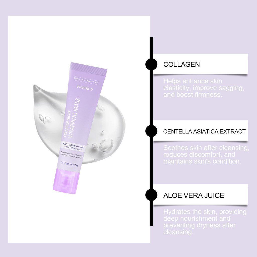 VIARELINE Mặt nạ lột Collagen Nhẹ nhàng Làm sạch da mặt Dưỡng ẩm mịn màng Đàn hồi tinh tế Dưỡng ẩm cho da 2.2