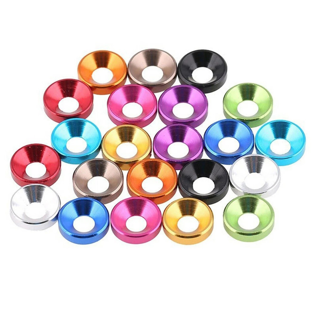 Yiqianyuan Hợp Kim Nhôm Vòng Đệm Cho Countersunk Đầu Vít Đệm Máy Giặt Nhiều Màu RC Phụ Kiện Xe Hơi M2 M2.5 M3 M4 M5 M6 M8