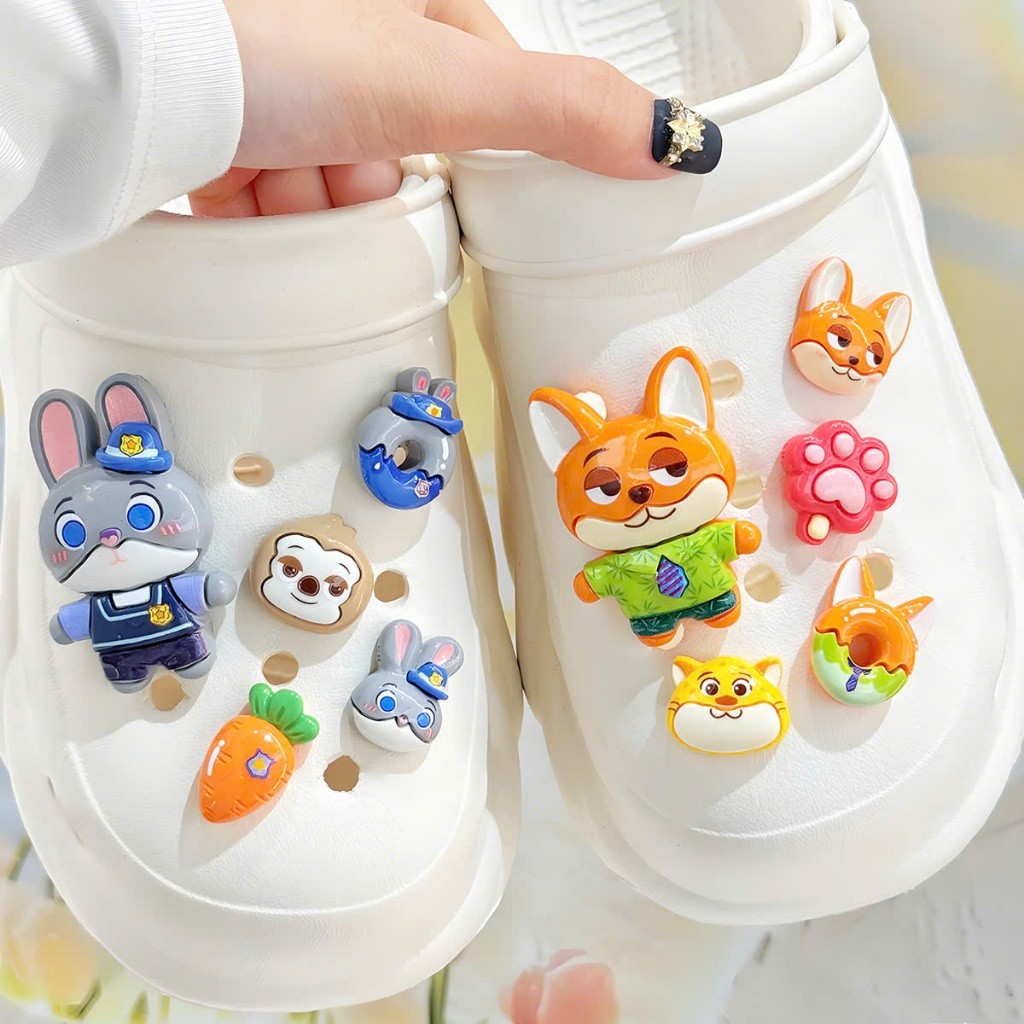 Set charm Thỏ và Cáo - Thỏ cảnh sát & Cáo tinh ranh phim Zootopia- Hàng hotrend- Bộ 10 chi tiết- Judy Hopps &Nick Wilde
