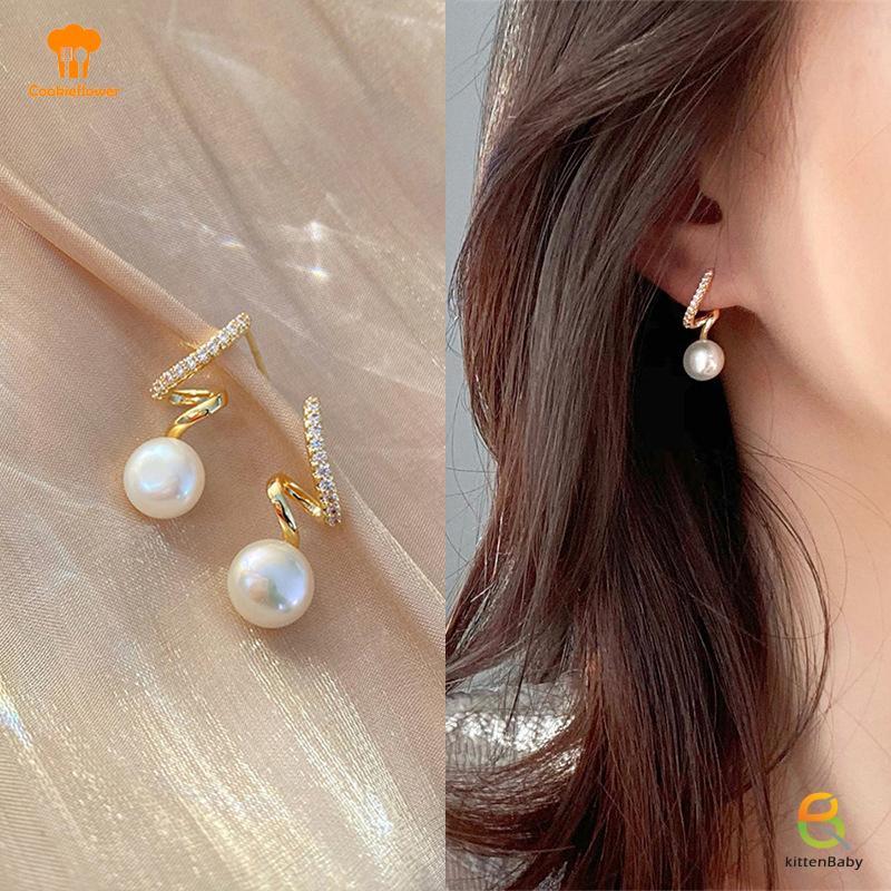 Bông tai nữ phong cách châu Âu - Mỹ, retro sang trọng với hoa ngọc trai thời thượng