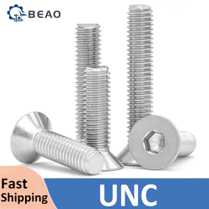 UNC Ren thô 304 Thép không gỉ Lục giác lục giác lục giác Ổ cắm phẳng Đầu chìm Vít Bu lông 2 # -56 4 # -40 6 # -32 8 # -32 10 # -24 1 / 4-20 5 / 16-18 3 / 8-16 Chủ đề Mỹ / Imperial