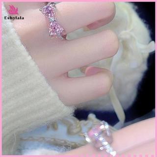 Eshylala Zircon Nhẫn Điều Chỉnh Nơ, Phù Hợp Làm Quà Tặng Cho Nữ Và Bé Gái