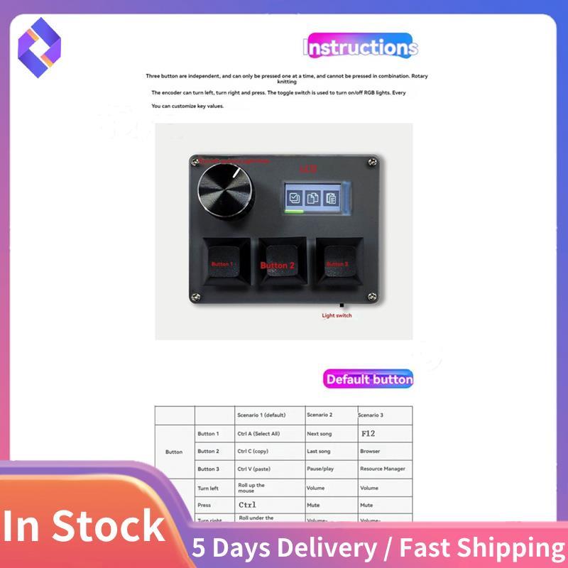 Bàn phím chơi game có dây 3 phím công tắc xanh, màn hình RGB, núm điều khiển, Copy/Paste/Shotcut