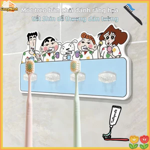 Móc treo bàn chải đánh răng họa tiết Shin dễ thương dán tường, Nó có thể chứa 4 bàn chải đánh răng