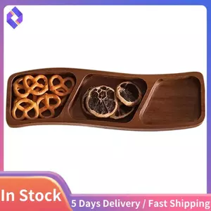 Gỗ Ba Phần Ăn Nhẹ Cong Đĩa Nông Trái Cây Khô Khay Kẹo Hạt Khay Sô Cô La, Món Tráng Miệng Bánh Hiển Thị Đĩa A