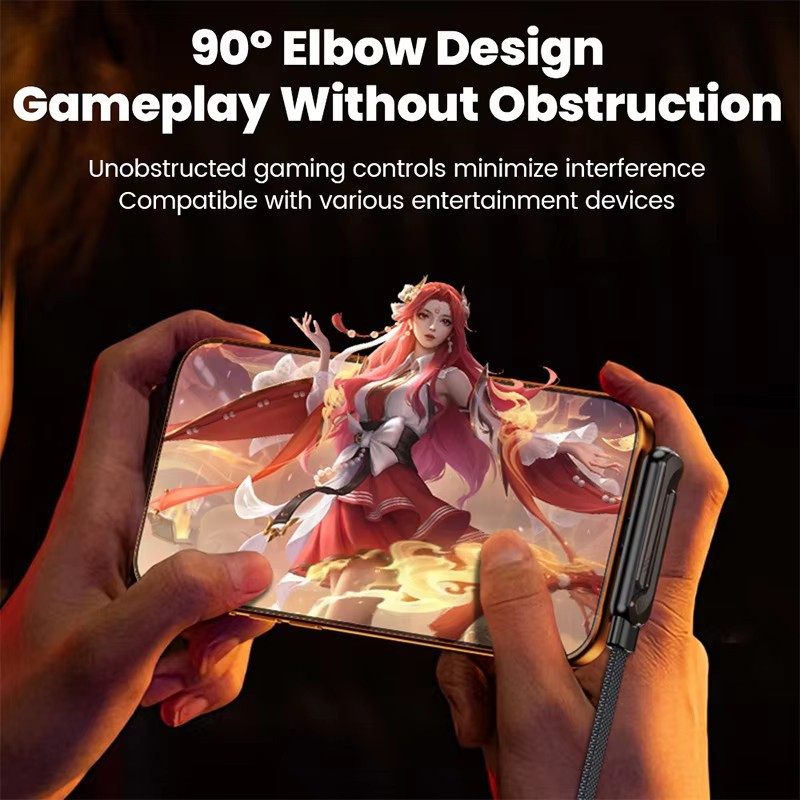 90° Thiết kế uốn cong để chơi game thoải mái, Cáp sạc USB C có chân đế Sạc nhanh 240W PD, Truyền dữ liệu 480Mbps & Giá đỡ có thể thu vào để xem văn phòng / phim, bền bỉ
